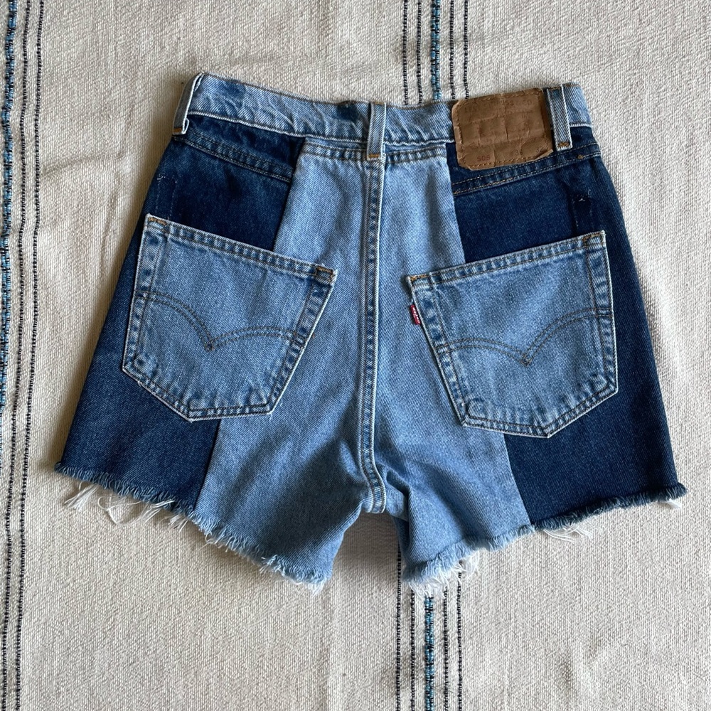 Upcycled Handmade Levi's Patchwork Jean Shorts W 28
